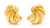 * A Pair of 18 Karat Yellow Gold Earclips, Italy, 13.40 dwts.