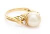 An 18 Karat Yellow Gold, Golden South Sea Pearl and Diamond Ring, 11.90 dwts.