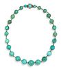 A 14 Karat Gold and Turquoise Bead Necklace, 39.30 dwts