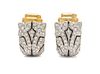 * A Pair of 18 Karat Bicolor Gold and Diamond Earclips, 9.20 dwts.