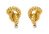 A Pair of Yellow Gold and Diamond Rope Motif Earrings, Naomi, 9.10 dwts.