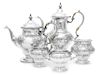 An American Silver Five-Piece Tea and Coffee Set, Gorham Mfg. Co., Providence, RI, 1951, comprising a teapot, coffee pot, and wa