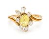 A Yellow Gold, Yellow Sapphire and Diamond Ring, 2.40 dwts.