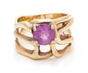 A Yellow Gold and Pink Sapphire Ring, 5.40 dwts.
