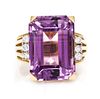 A Yellow Gold, Amethyst and Diamond Ring, 7.00 dwts.