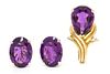 * An Yellow Gold, Amethyst and Diamond Demi Parure, 12.90 dwts.