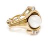 A 14 Karat Yellow Gold, Cultured Pearl and Diamond Ring, 7.40 dwts.