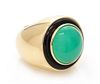 An 18k Yellow Gold, Chrysoprase and Onyx Ring, Italian, 31.30 dwts.