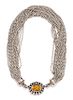 A Sterling Silver, 18 Karat Yellow Gold and Citrine "Caviar" Necklace, Lagos, 91.00 dwts.