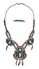 * A Silver, Turquoise, Coral and Claw Necklace, Navajo, 88.30 dwts.