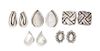 A Collection of Sterling Silver Earclips, 68.30 dwts.