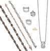 A Collection of Sterling Silver, 14 Karat White Gold, Glass and Cubic Zirconia Jewelry, 84.70 dwts.