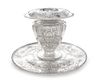An American Silver Vase and Matching Tray, Gorham Mfg. Co., Providence, RI, 1926, Maintenon pattern, the vase tapering cylindric