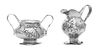 An American Silver Creamer and Sugar Bowl Set, Possibly by William Codman, Jr., Chicago, Early 20th Century, with spot-hammered
