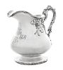 An American Silver Pitcher, Gorham Mfg. Co., Providence, RI, 1909, of squat baluster form with applied vine borders, the spot-ha