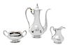 * An American Three-Piece Silver Coffee Set, Gorham Mfg Co., Providence, RI, 1904/05, comprising a coffee pot, creamer and sugar