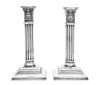 A Pair of American Silver Candlesticks, Mauser Mfg. Co., New York, NY, Circa 1900, the stepped square bases with band of beading
