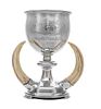 * An American Silver Three-Handled Loving Cup, Gorham Mfg. Co., Providence, RI, 1902, the cup with slightly flaring rim, etched