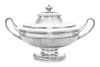 * An American Silver Soup Tureen and Cover, Tiffany & Co., New York, NY, Circa 1885, oval with gadrooned lower body, the upswung