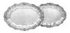A Pair of American Silver Footed Meat Platters, Tiffany & Co., New York, NY, Circa 1880, Chrysanthemum pattern, shaped oval, the