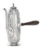 An American Silver Coffee Pot, Dominick & Haff, New York, NY, 1892, of ovoid form, chased with sweeping lobes and bellflower pen