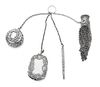 An American Silver Chatelaine, Maker's Mark a Lyre, Early 20th Century, comprising a mesh bag, compact, writing tablet, and penc