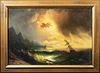 SHIP AT SUNSET OIL PAINTING