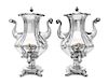 * A Pair of Sheffield-Plate Hot Water Urns, James Dickinson & Sons, Circa 1840, panelled baluster form, scroll handles terminati