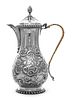 A George III Silver Coffee Jug, David White, London, 1768, of pear from with short spout, the body later chased with sprays of f
