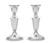 A Pair of American Silver Candlesticks, Elgin Silversmith Co., New York, NY, Mid 20th Century, retailed by Cartier, with flared