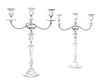 A Pair of American Silver Three-Light Candelabra, International Silver Co., Meriden, CT, 20th Century, weighted, with removable