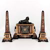 Egyptian Revival Clock Garniture