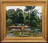 RUSSIAN IMPRESSIONIST HOT SPRING RESORT OIL PAINTING