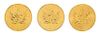 Three Canandian Maple Leaf 'Carson City Cache' $50 Gold Coins