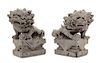 * A Pair of Chinese Stone Figures of Buddhist Lions Height of each 10 3/4 inches. 石獅雕像一對，18世纪，高10.75英吋