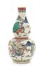 A Chinese Famille Rose Porcelain Gourd-Form Vase Height 9 inches. 粉彩人物紋葫芦瓶，高9英吋