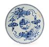 A Blue and White Porcelain Plate Diameter 8 3/4 inches. 青花山水花卉紋盘，直徑8.75英吋