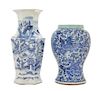 Two Blue and White Porcelain Vases Height 13 inches. 青花花瓶兩件，19世紀，高13英吋