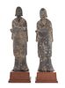 A Pair of Greystone Figures of Musicians Height of taller 11 inches. 灰石雕乐俑一對，高11英吋