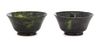 * A Pair of Spinach Jade Bowls Diameter of each 5 1/4 inches. 碧玉碗一對，口徑5.25英吋