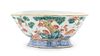 * A Famille Rose Porcelain Bowl Height 3 1/2 inches, diameter 8 1/2 inches. 粉彩供碗，19世紀中后期，高3.5英吋，直徑8.5英吋