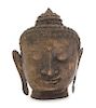 * A Bronze Head of Buddha Height 9 1/2 inches. 铜佛头，高9.5英吋