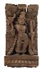 * An Indian Carved Wood Panel Height 12 3/4 inches x width 6 3/4 inches.