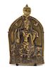 * An Indian Bronze Shiva Temple Plaque Height 7 1/4 inches x width 4 1/2 inches.
