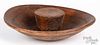 Unusual turned nut cracking bowl, 19th c.