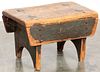 Painted pine morticed footstool, 19th c.