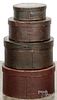 Four graduated painted bentwood boxes, 19th c.