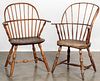 Two continuous arm Windsor chairs, 19th c.