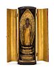 A Gilt and Black Lacquer Traveling Shrine Height 11 1/4 inches.