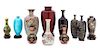 Eleven Japanese Cloisonne Enamel Vases Height of tallest 7 1/2 inches.